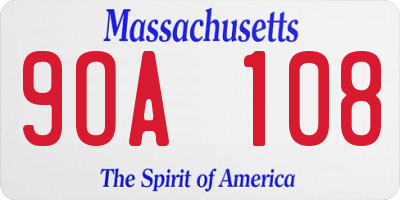 MA license plate 9OA108