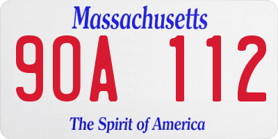 MA license plate 9OA112