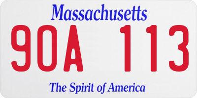 MA license plate 9OA113