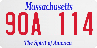 MA license plate 9OA114