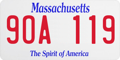 MA license plate 9OA119