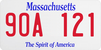 MA license plate 9OA121