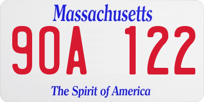 MA license plate 9OA122