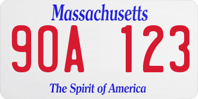 MA license plate 9OA123