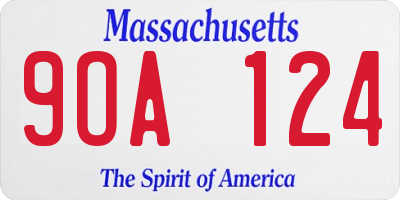 MA license plate 9OA124