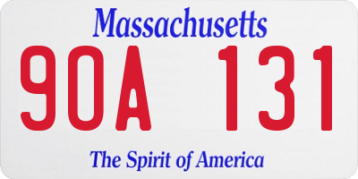MA license plate 9OA131
