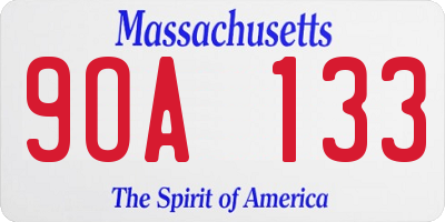 MA license plate 9OA133