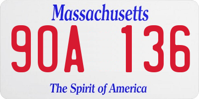 MA license plate 9OA136