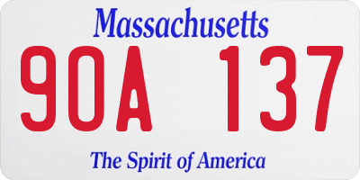 MA license plate 9OA137