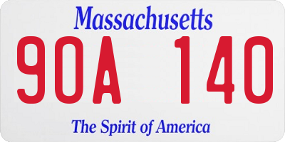 MA license plate 9OA140