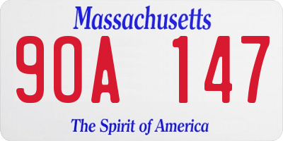 MA license plate 9OA147