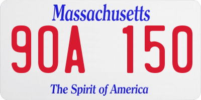 MA license plate 9OA150