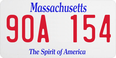 MA license plate 9OA154