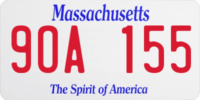 MA license plate 9OA155