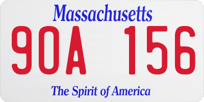 MA license plate 9OA156