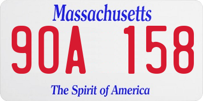 MA license plate 9OA158