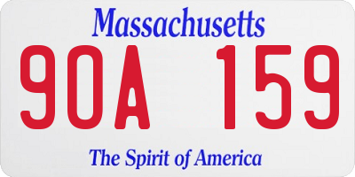 MA license plate 9OA159