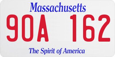 MA license plate 9OA162
