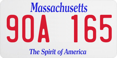 MA license plate 9OA165