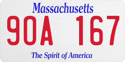 MA license plate 9OA167