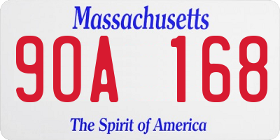 MA license plate 9OA168