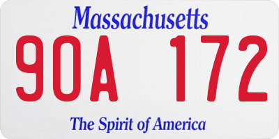 MA license plate 9OA172