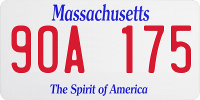 MA license plate 9OA175