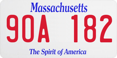 MA license plate 9OA182