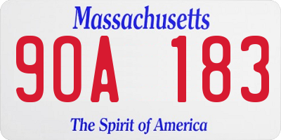 MA license plate 9OA183
