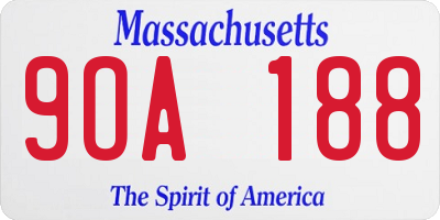 MA license plate 9OA188