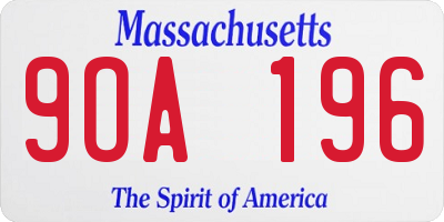 MA license plate 9OA196