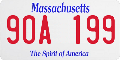 MA license plate 9OA199