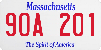 MA license plate 9OA201