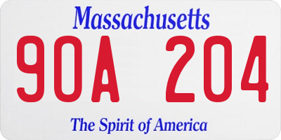 MA license plate 9OA204
