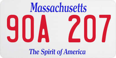 MA license plate 9OA207