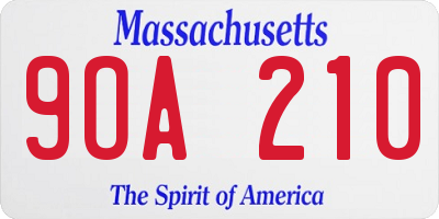 MA license plate 9OA210