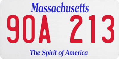 MA license plate 9OA213