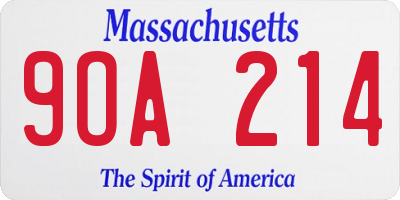 MA license plate 9OA214
