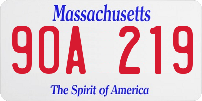 MA license plate 9OA219
