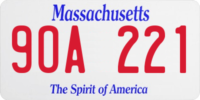 MA license plate 9OA221