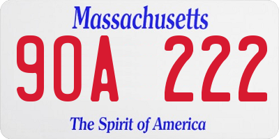 MA license plate 9OA222