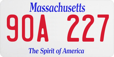 MA license plate 9OA227