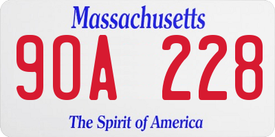 MA license plate 9OA228