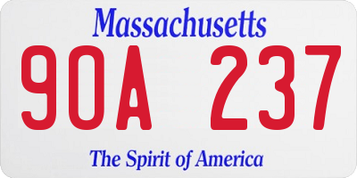MA license plate 9OA237