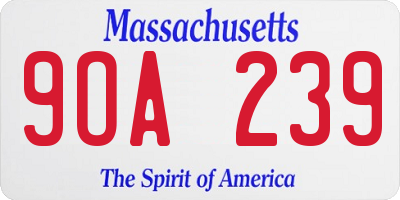 MA license plate 9OA239