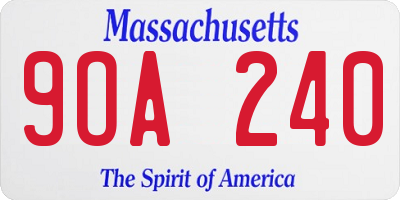 MA license plate 9OA240