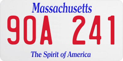 MA license plate 9OA241