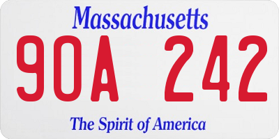 MA license plate 9OA242