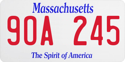 MA license plate 9OA245