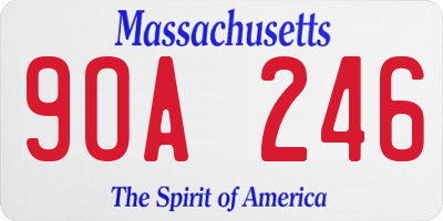 MA license plate 9OA246